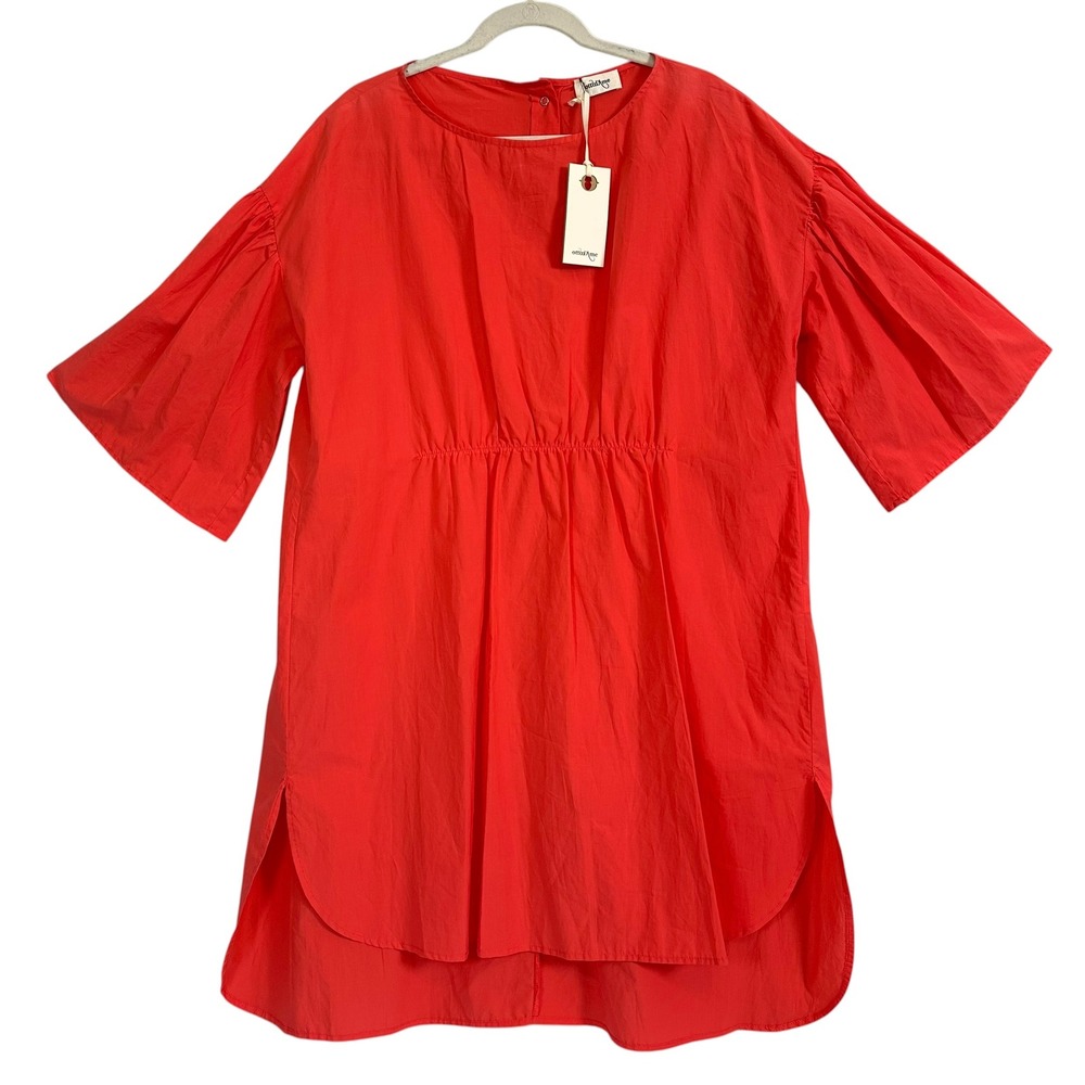 Ottod'Ame Italy‎ Cotton Poplin Tunic Dress Fiamma Bell Sleeve L NWT Orange 10